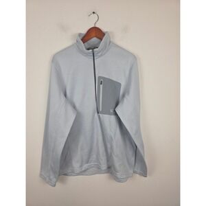 Stio Mens XL Light Blue Quarter Zip Pullover Bonded Chest Pocket Performance Top